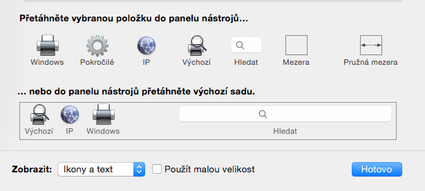 Vyberte upravit panel n&aacute;strojů.
