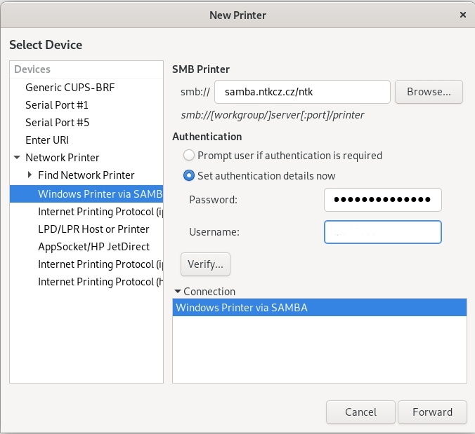 Setting SMB Printer Print Queue